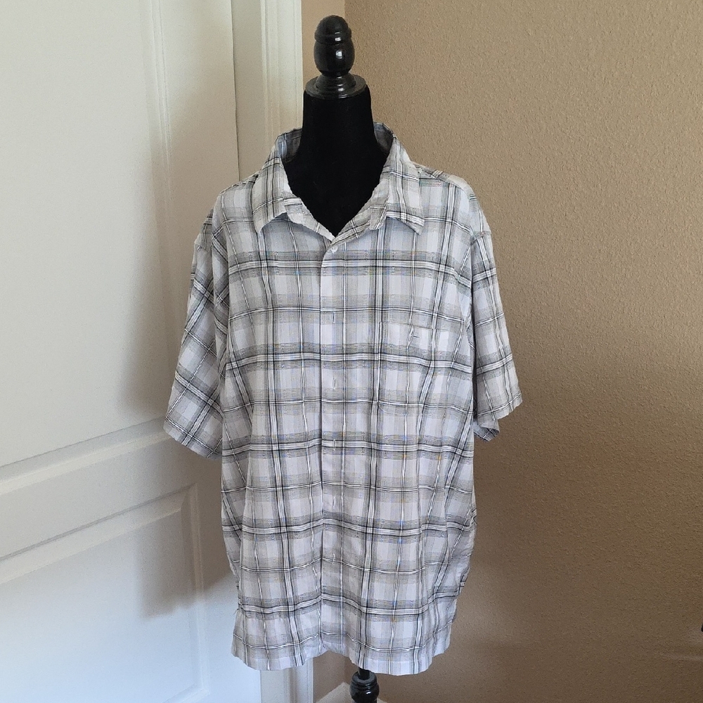 XXL Haggar Men's Gray Plaid Casual Shirt